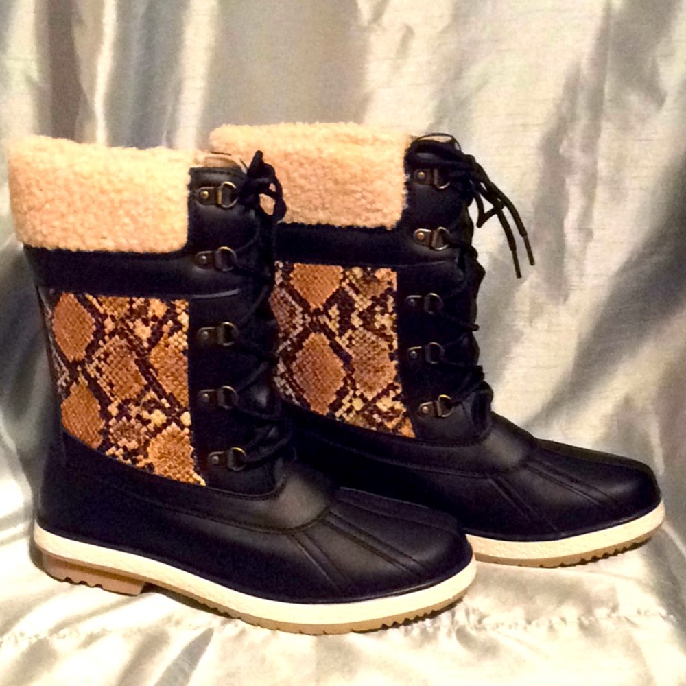 Jazmyne Faux Fur Cuff Winter Boot, Snake pattern